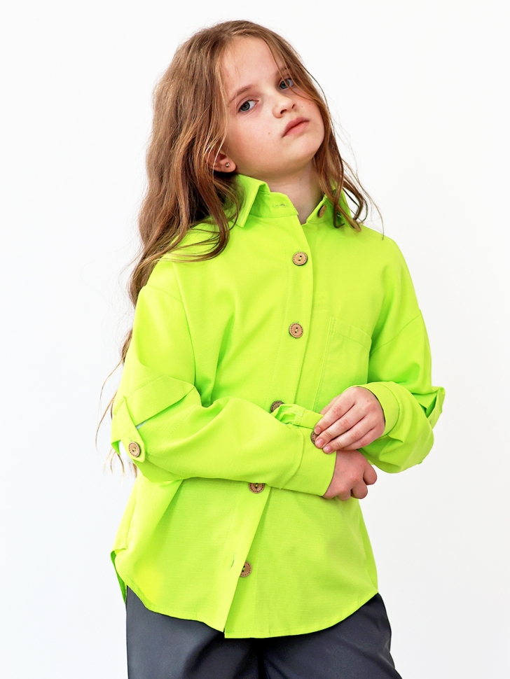 Рубашка для девочки БУШОН, цвет зеленый неон 
