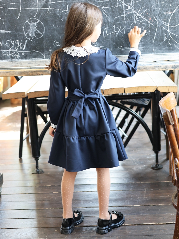 Платье для девочки школьное БУШОН SK12, цвет темно-синий