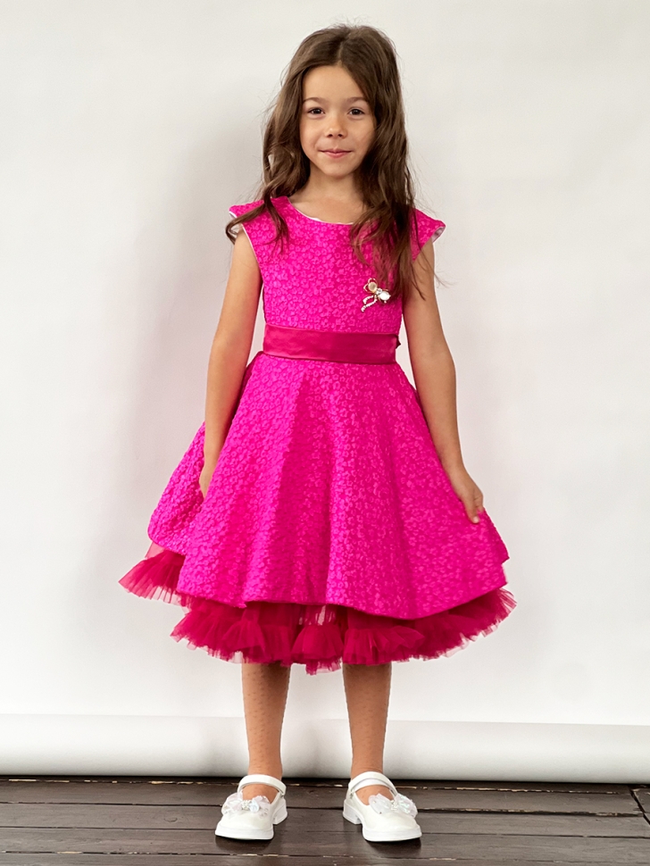Платье для девочки праздничное БУШОН ST36, цвет фуксия 