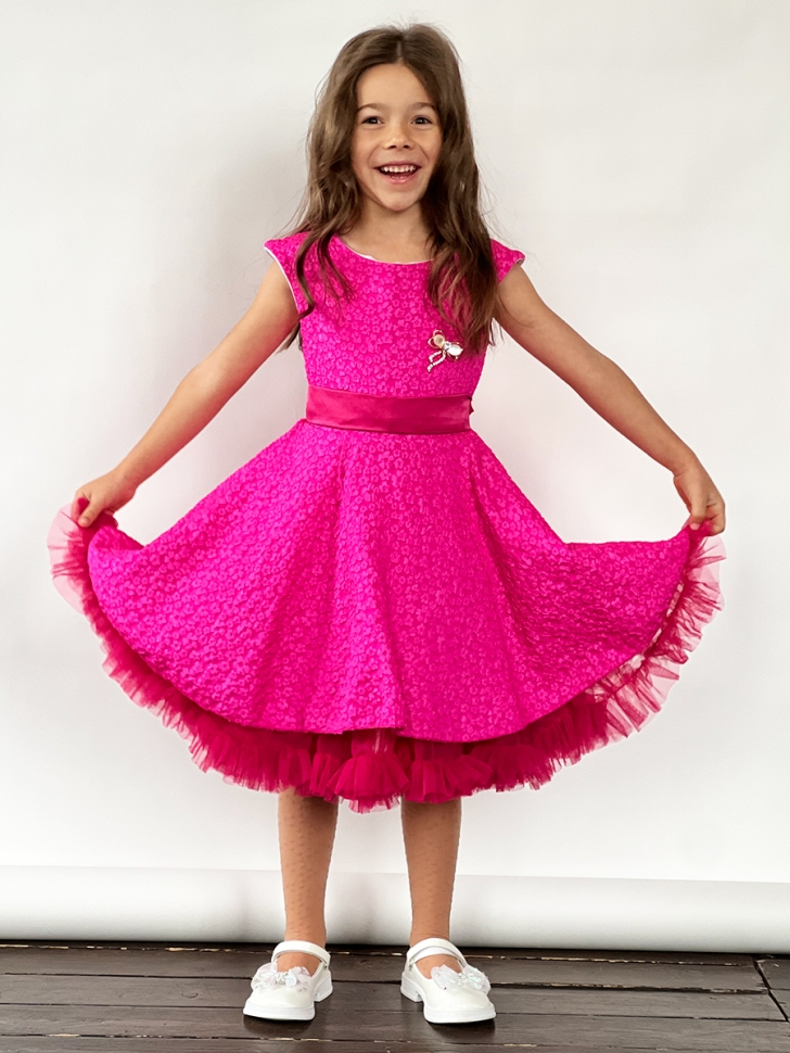 Платье для девочки праздничное БУШОН ST36, цвет фуксия 