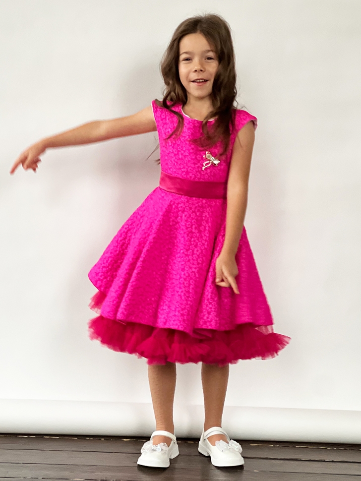 Платье для девочки праздничное БУШОН ST36, цвет фуксия 