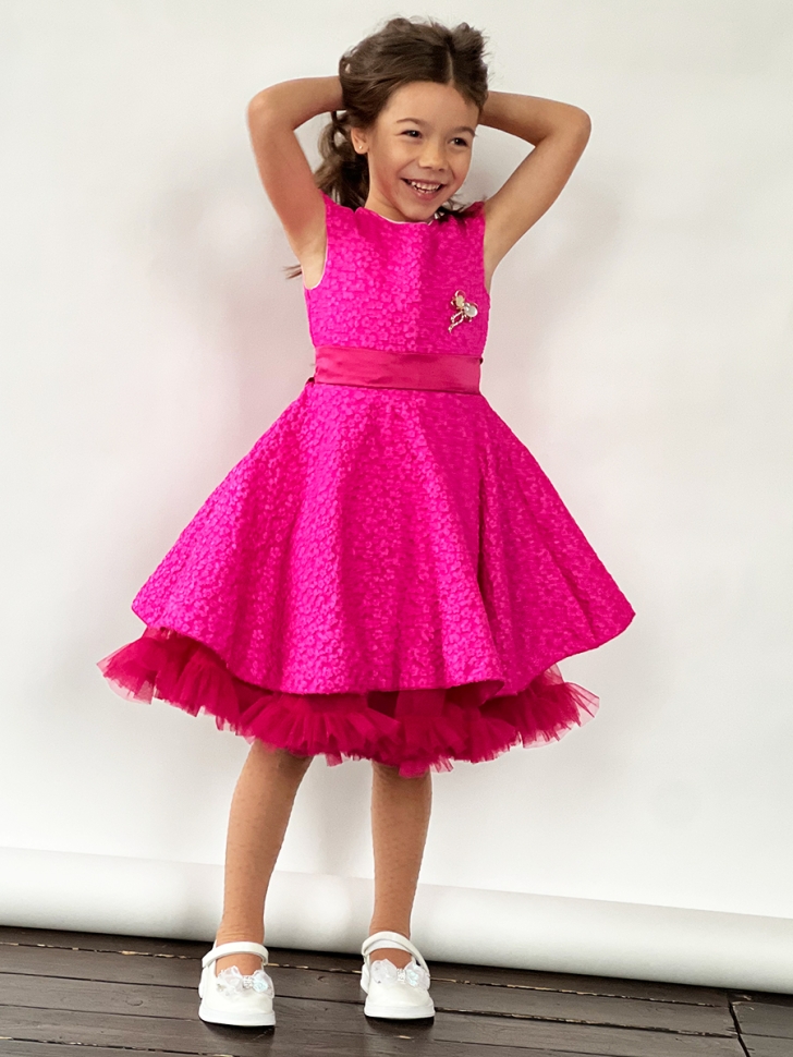 Платье для девочки праздничное БУШОН ST36, цвет фуксия 