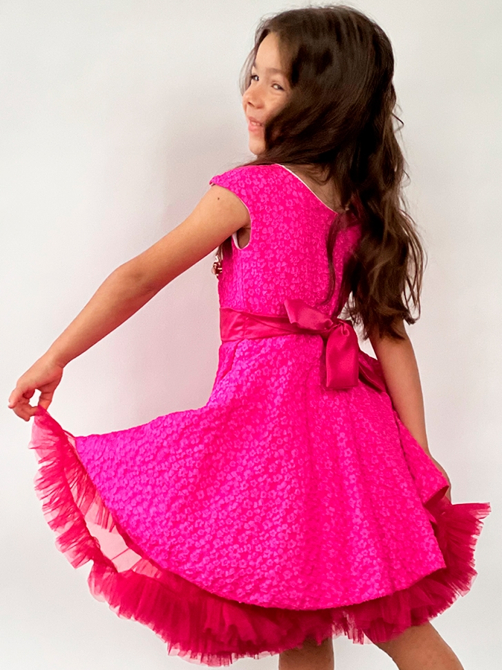 Платье для девочки праздничное БУШОН ST36, цвет фуксия 