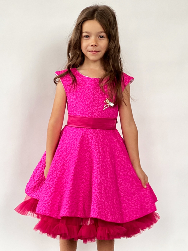 Платье для девочки праздничное БУШОН ST36, цвет фуксия 