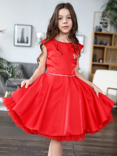 Платье для девочки БУШОН ST35, праздничное цвет красный
