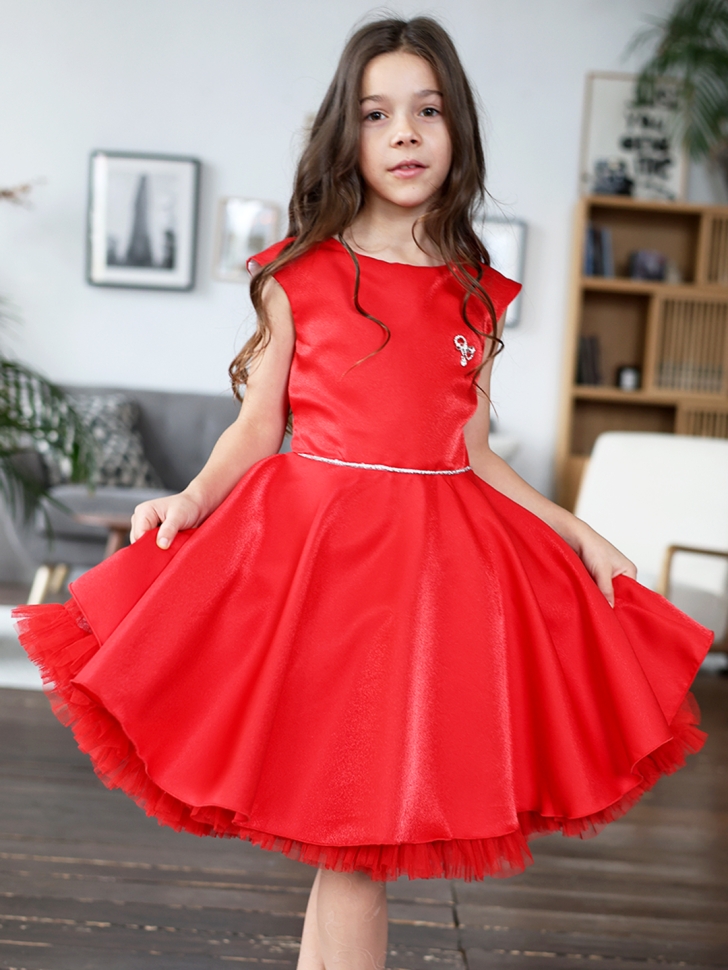 Платье для девочки БУШОН ST35, праздничное цвет красный