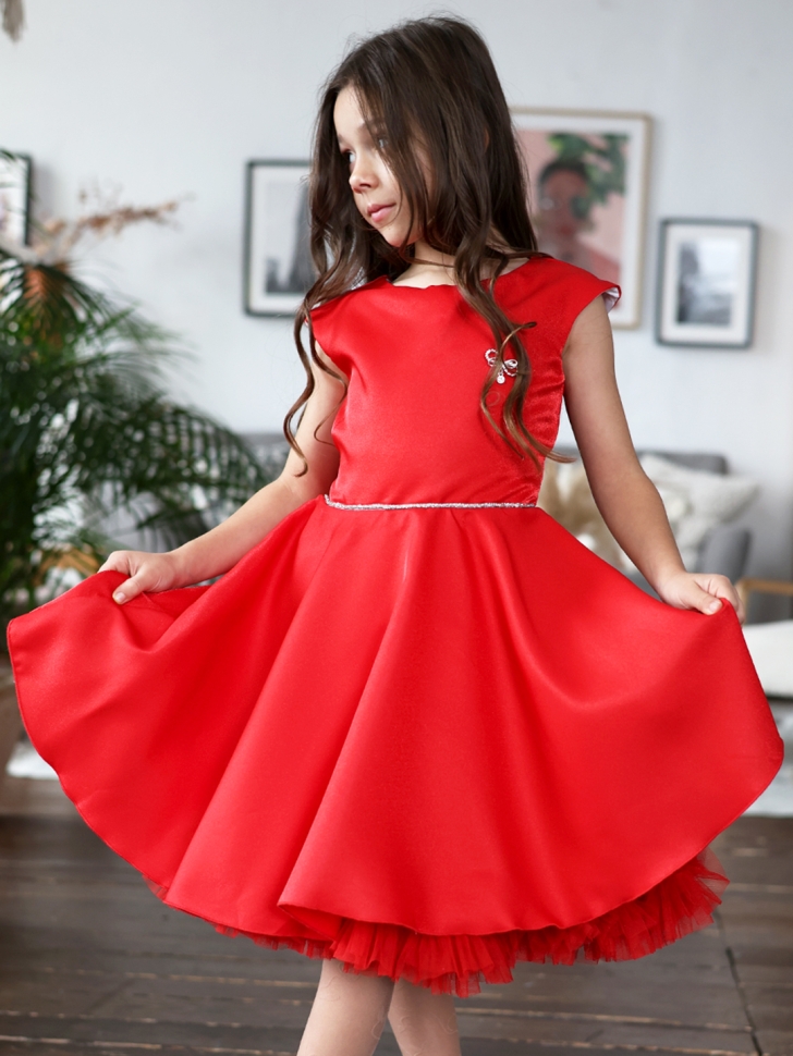 Платье для девочки БУШОН ST35, праздничное цвет красный