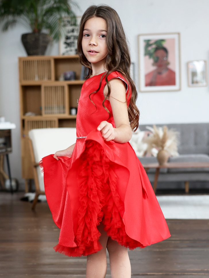 Платье для девочки БУШОН ST35, праздничное цвет красный