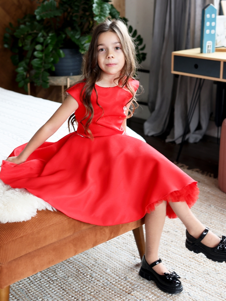 Платье для девочки БУШОН ST35, праздничное цвет красный