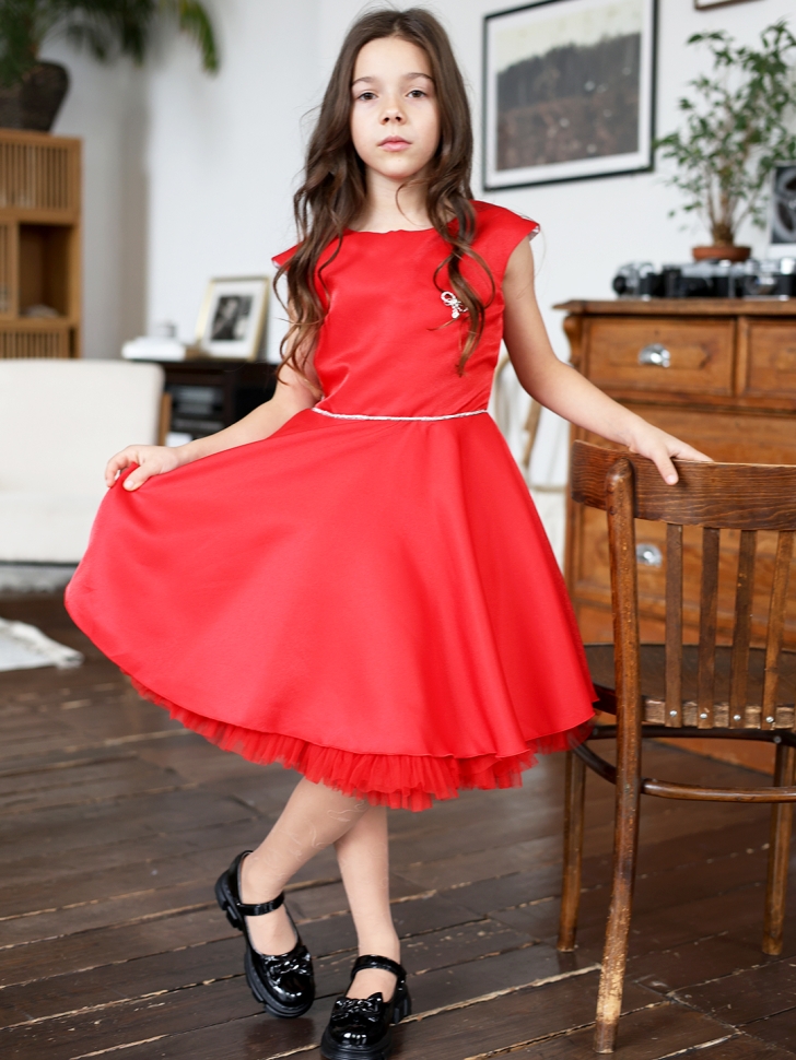 Платье для девочки БУШОН ST35, праздничное цвет красный
