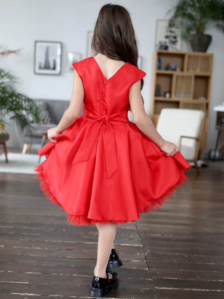Платье для девочки БУШОН ST35, праздничное цвет красный