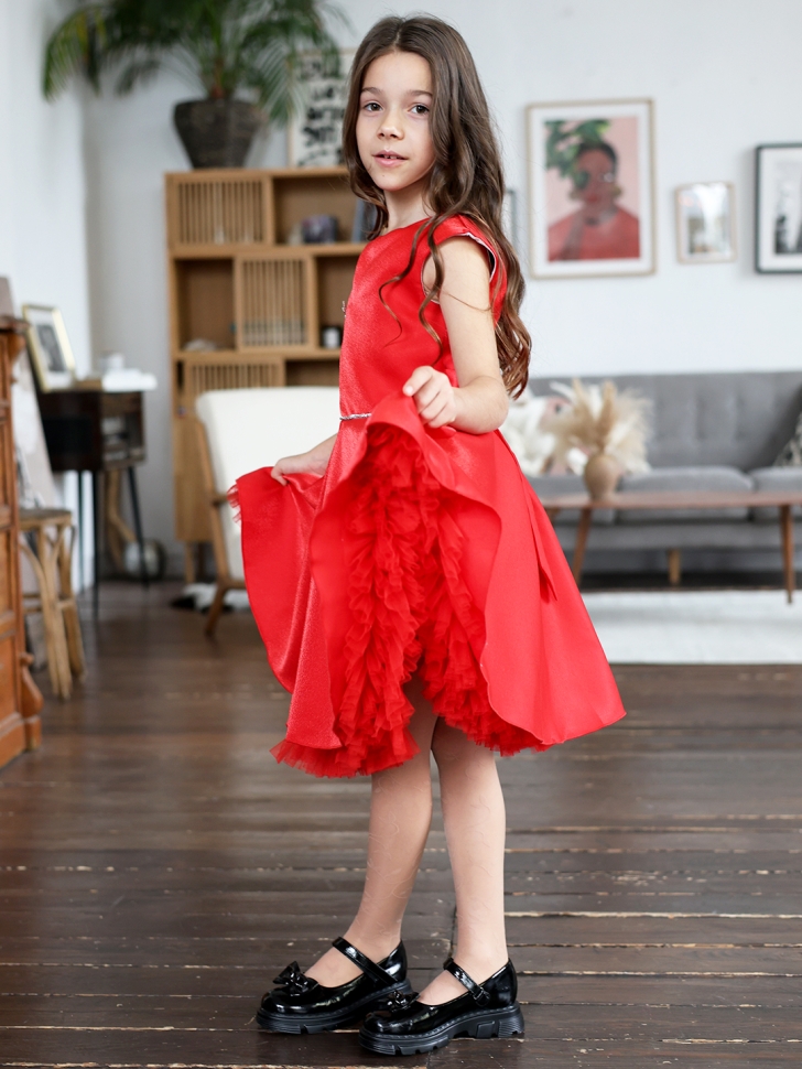 Платье для девочки БУШОН ST35, праздничное цвет красный