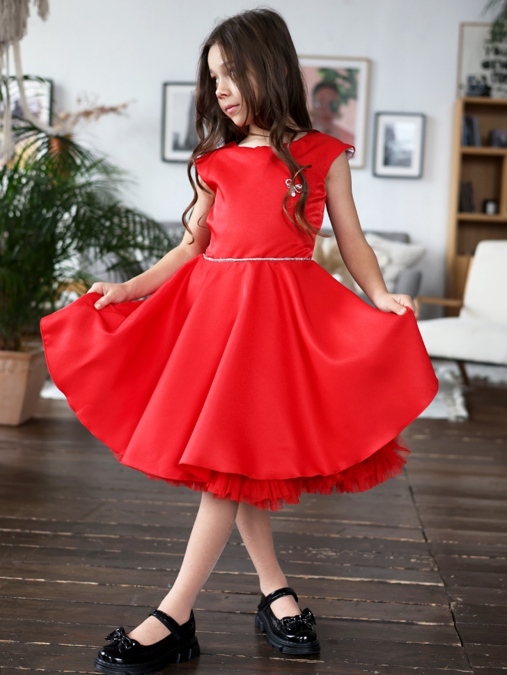 Платье для девочки БУШОН ST35, праздничное цвет красный