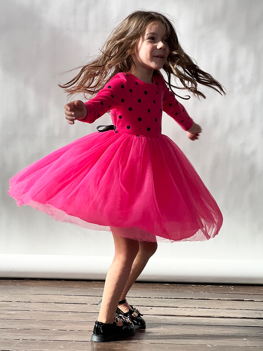 Платье для девочки нарядное БУШОН ST51, цвет фуксия 