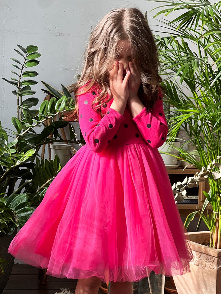 Платье для девочки нарядное БУШОН ST51, цвет фуксия 