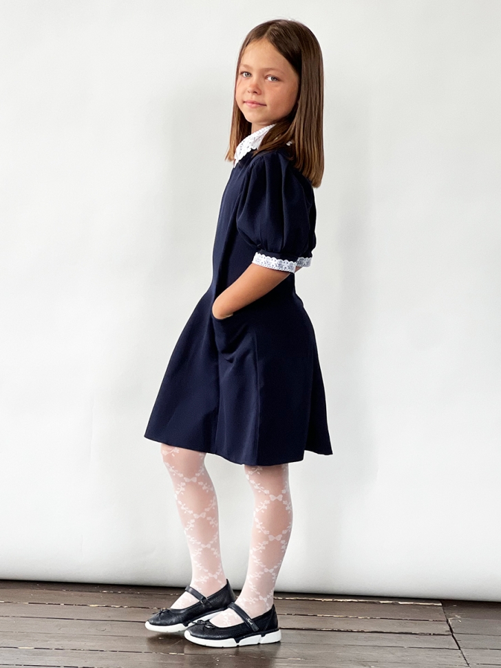 Платье для девочки школьное БУШОН SK13, цвет темно-синий 