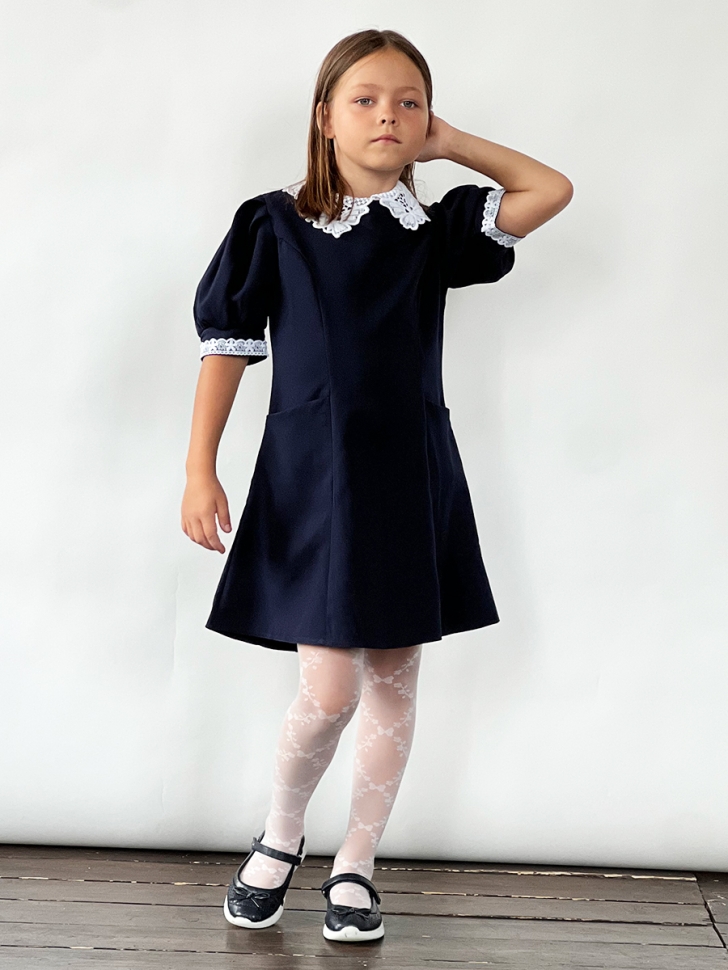 Платье для девочки школьное БУШОН SK13, цвет темно-синий 