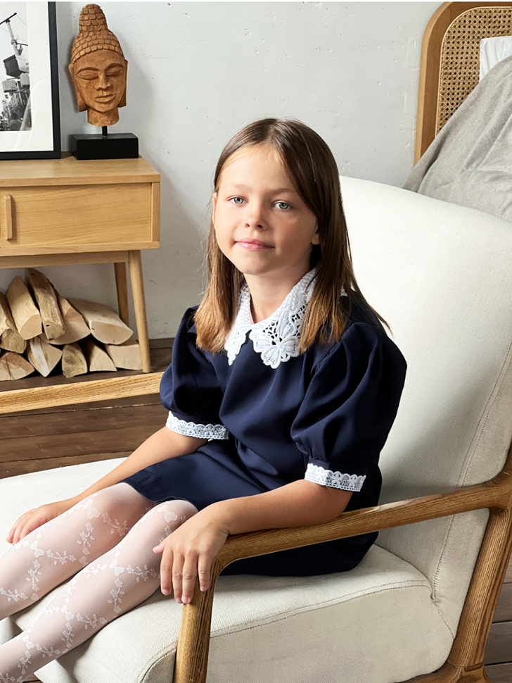 Платье для девочки школьное БУШОН SK13, цвет темно-синий 