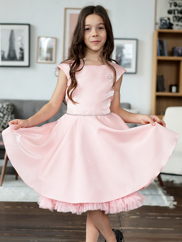 Платье для девочки БУШОН ST35, праздничное цвет пудра