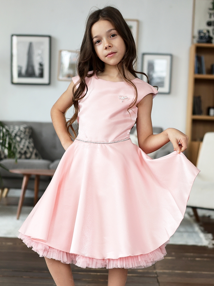 Платье для девочки БУШОН ST35, праздничное цвет пудра