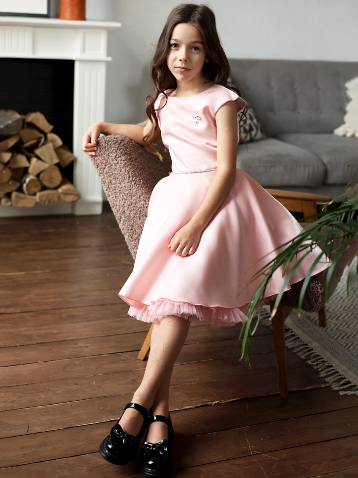 Платье для девочки БУШОН ST35, праздничное цвет пудра