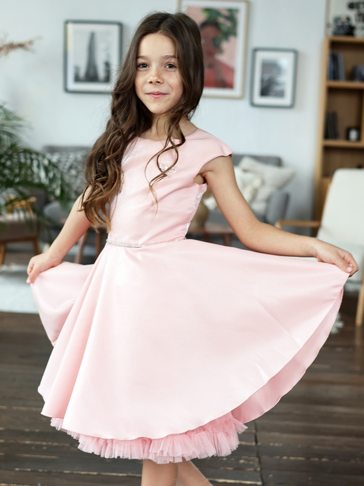 Платье для девочки БУШОН ST35, праздничное цвет пудра