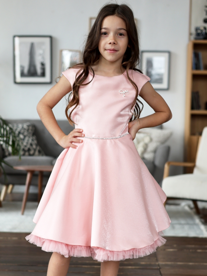 Платье для девочки БУШОН ST35, праздничное цвет пудра