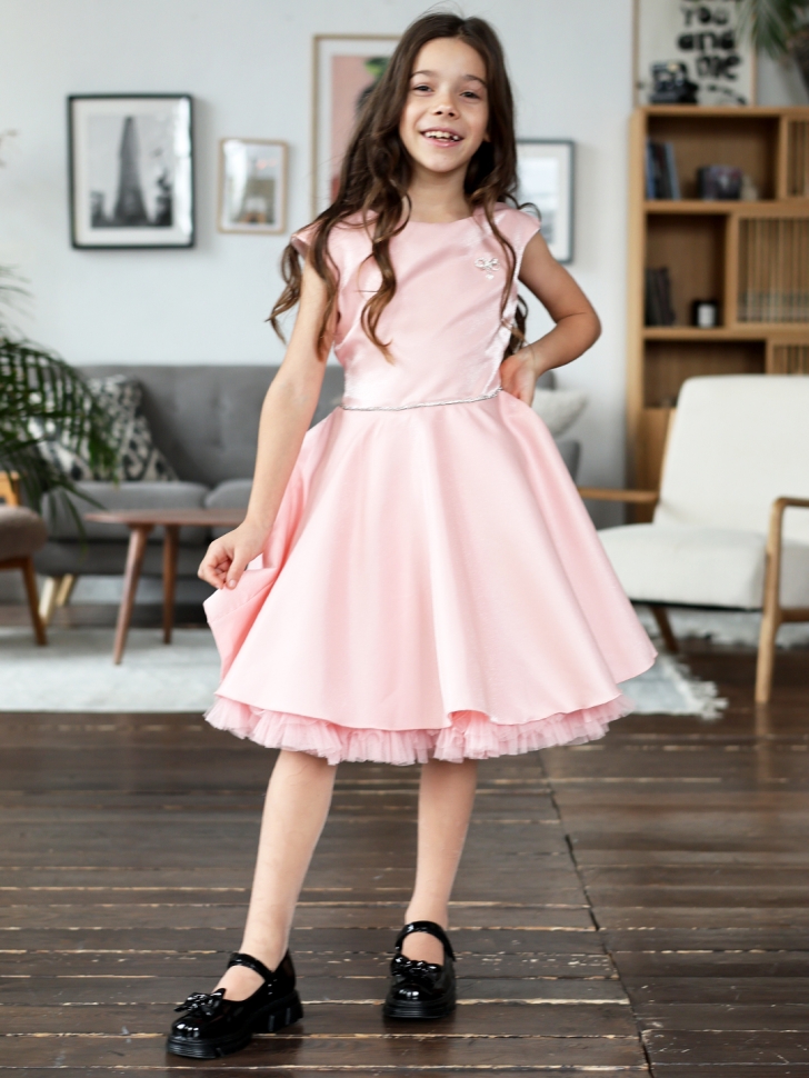 Платье для девочки БУШОН ST35, праздничное цвет пудра
