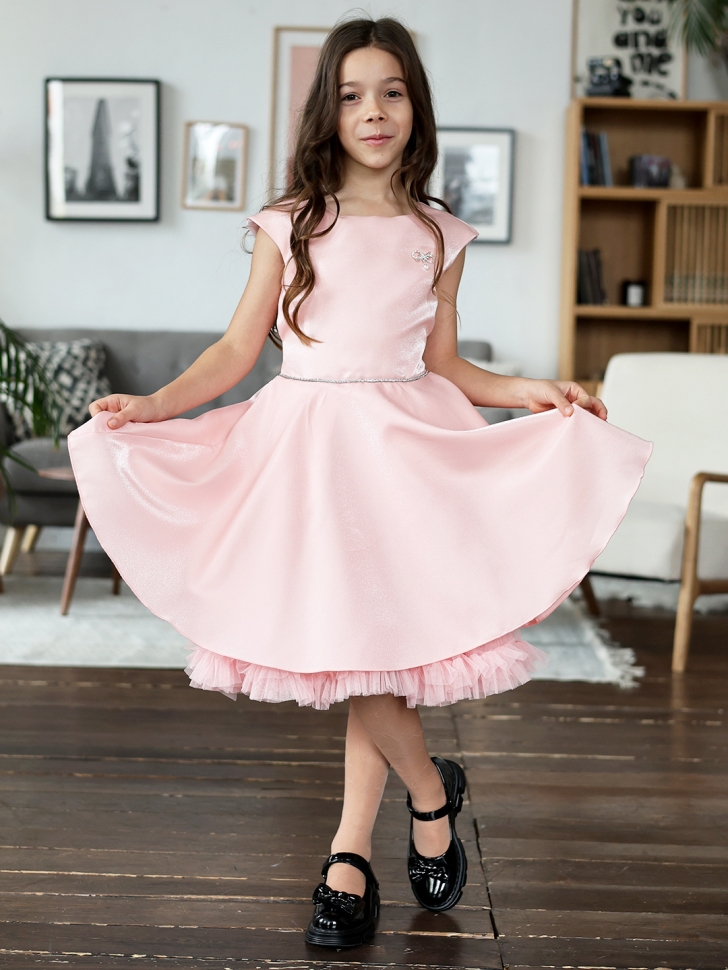 Платье для девочки БУШОН ST35, праздничное цвет пудра