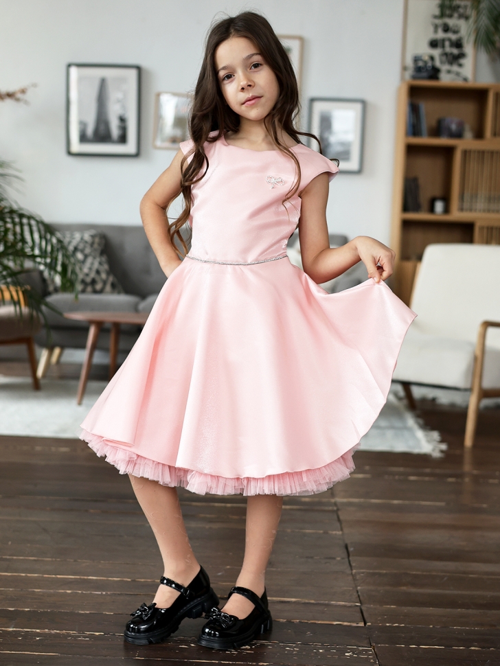 Платье для девочки БУШОН ST35, праздничное цвет пудра