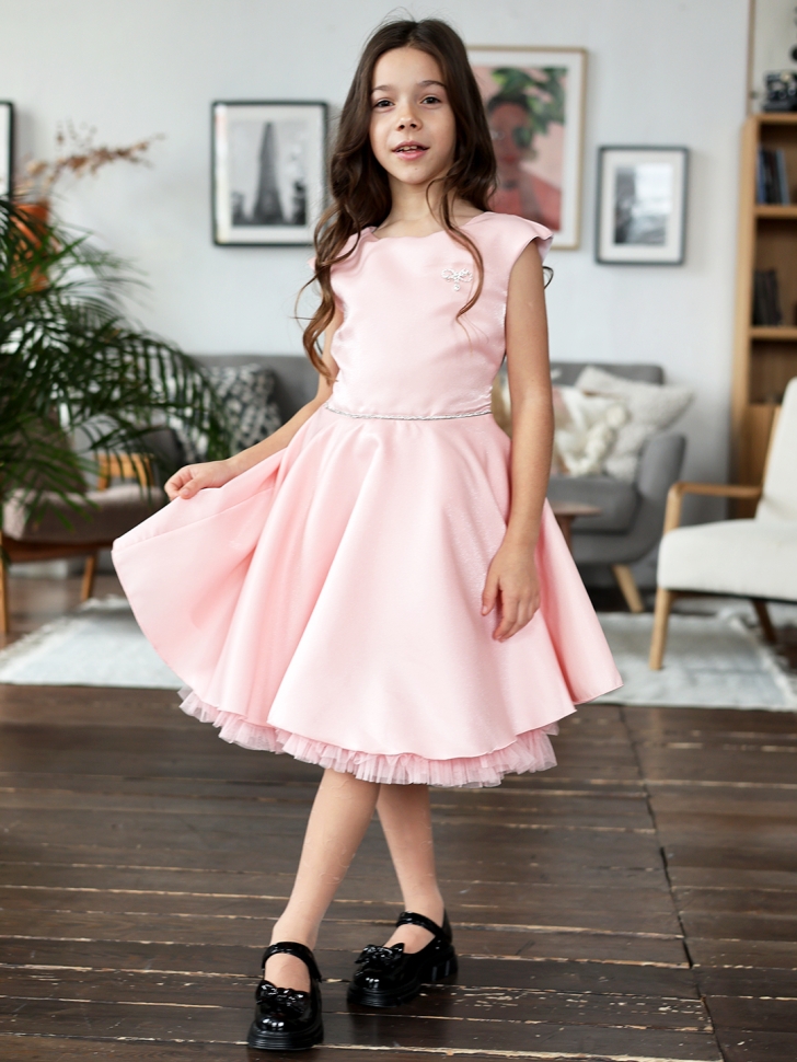 Платье для девочки БУШОН ST35, праздничное цвет пудра