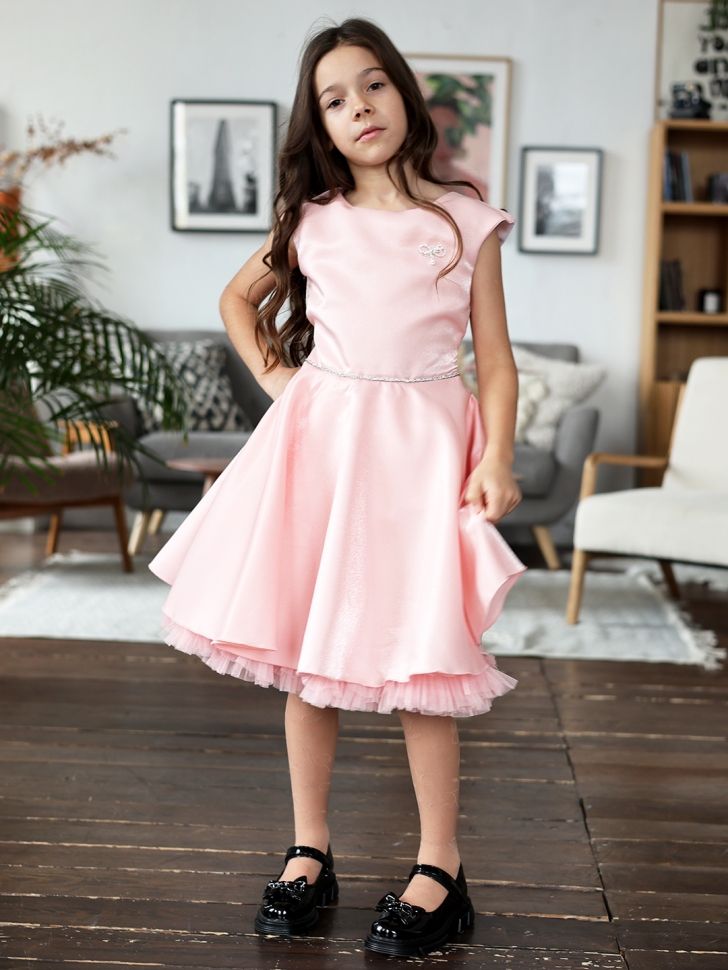 Платье для девочки БУШОН ST35, праздничное цвет пудра
