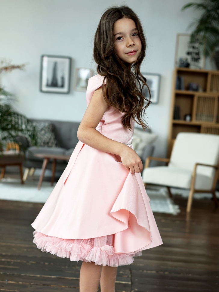 Платье для девочки БУШОН ST35, праздничное цвет пудра