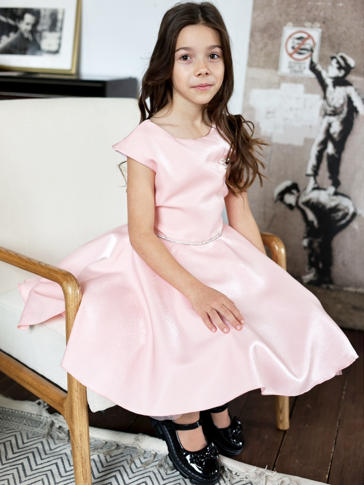 Платье для девочки БУШОН ST35, праздничное цвет пудра