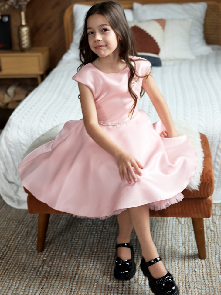 Платье для девочки БУШОН ST35, праздничное цвет пудра