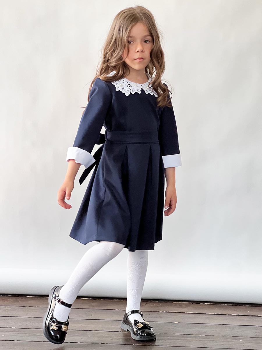 Платье для девочки школьное БУШОН SK14, цвет темно-синий 