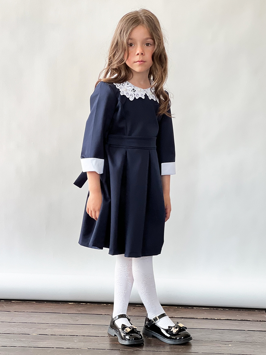 Платье для девочки школьное БУШОН SK14, цвет темно-синий 