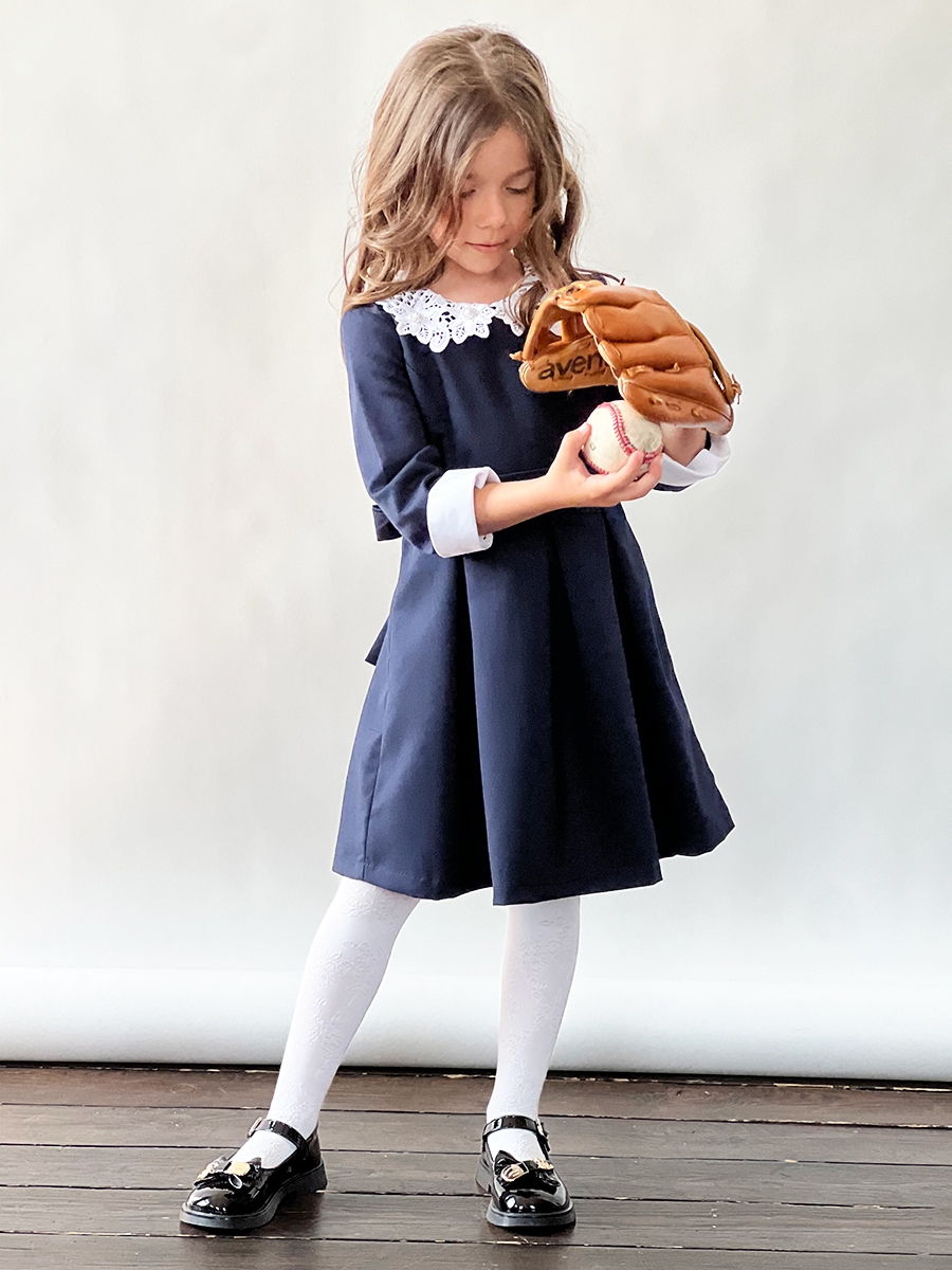Платье для девочки школьное БУШОН SK14, цвет темно-синий 