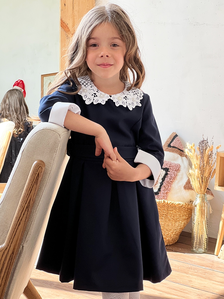 Платье для девочки школьное БУШОН SK14, цвет темно-синий 