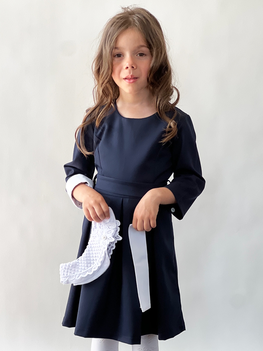 Платье для девочки школьное БУШОН SK14, цвет темно-синий 