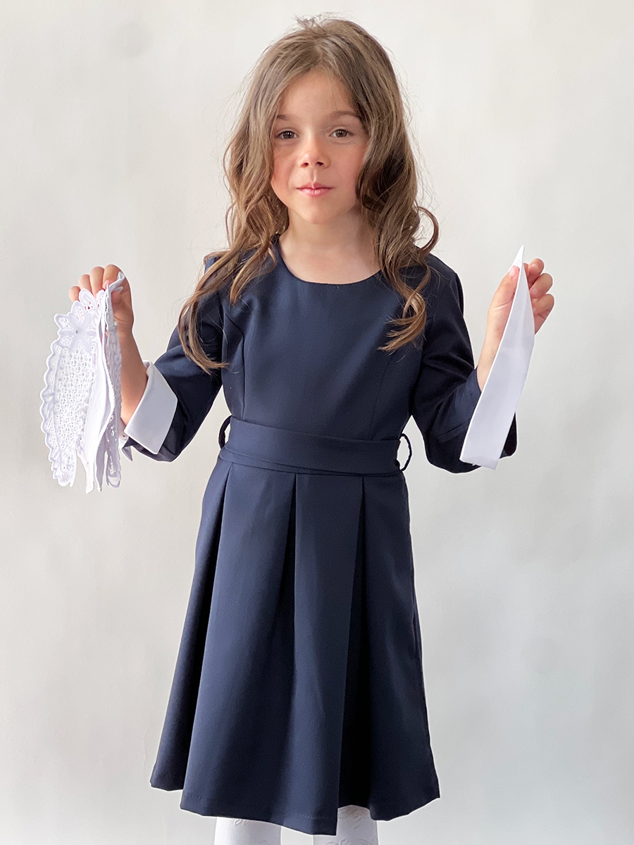 Платье для девочки школьное БУШОН SK14, цвет темно-синий 