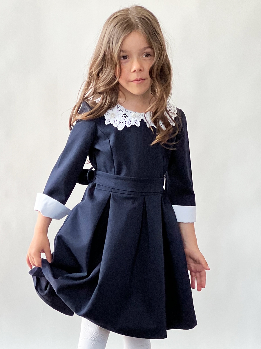 Платье для девочки школьное БУШОН SK14, цвет темно-синий 