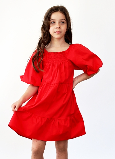 Платье для девочки хлопок БУШОН ST64, цвет красный