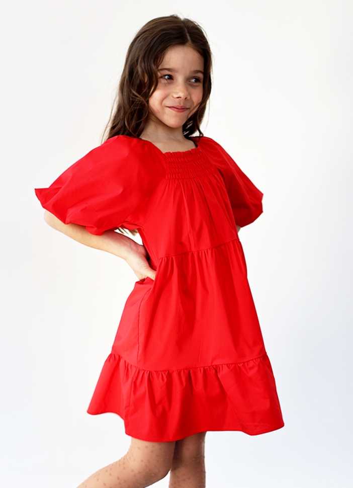 Платье для девочки хлопок БУШОН ST64, цвет красный