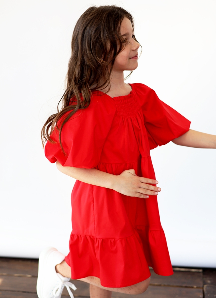 Платье для девочки хлопок БУШОН ST64, цвет красный