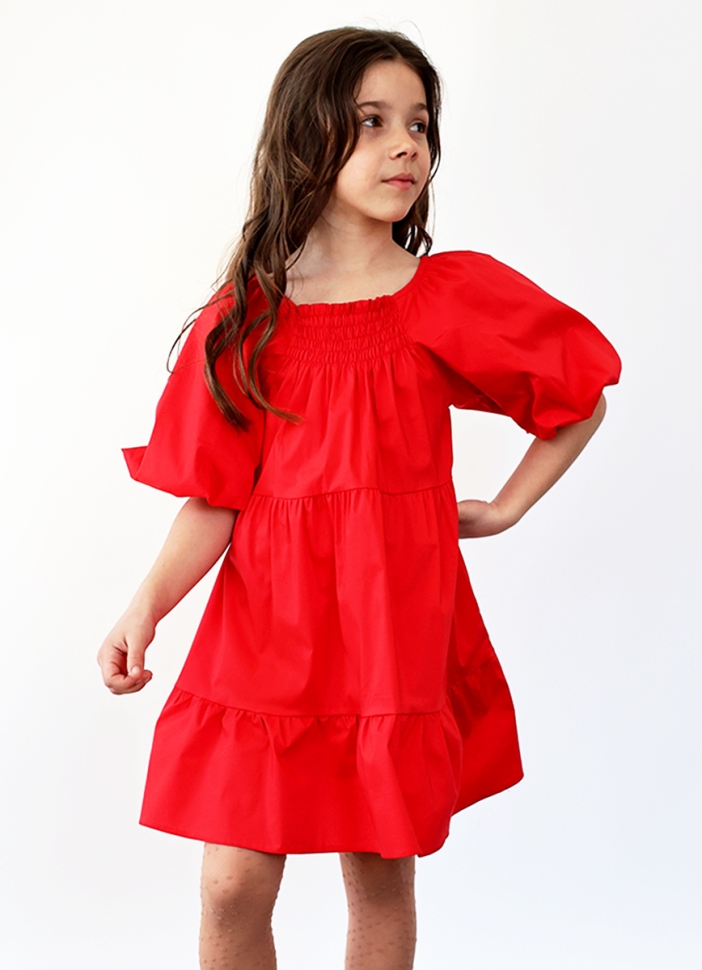 Платье для девочки хлопок БУШОН ST64, цвет красный