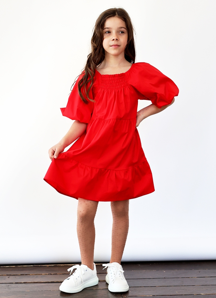 Платье для девочки хлопок БУШОН ST64, цвет красный