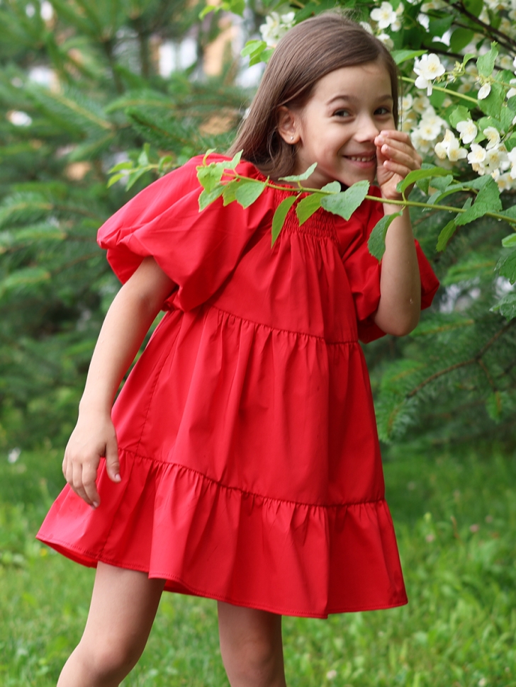 Платье для девочки хлопок БУШОН ST64, цвет красный
