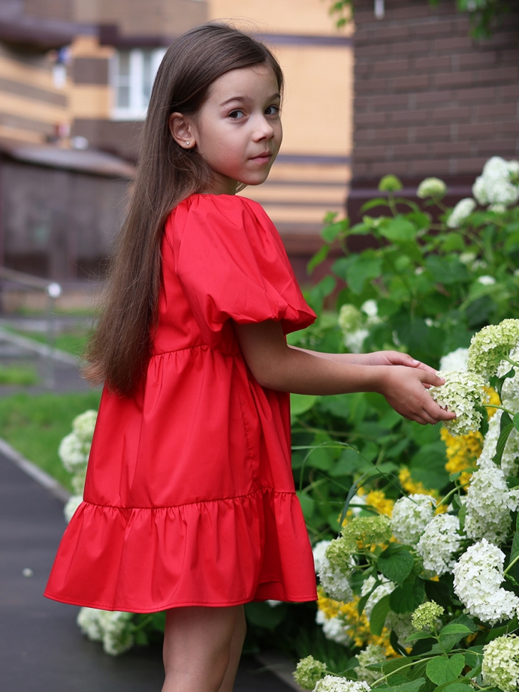 Платье для девочки хлопок БУШОН ST64, цвет красный