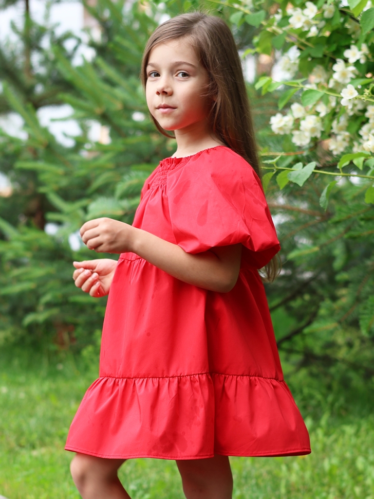 Платье для девочки хлопок БУШОН ST64, цвет красный